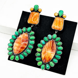 Federico Jimenez Orange Spiny and Carico Lake Statement Earrings