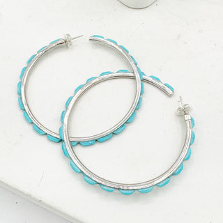 Federico Jimenez Classic Large Turquoise Hoops