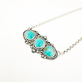 Shay Pfeiffer Nila Turquoise Three Stone Bar Necklace