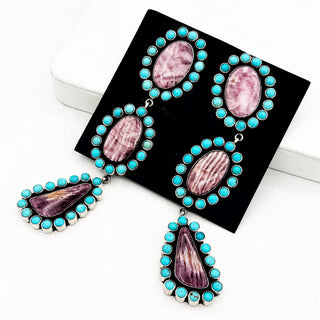 Federico Jimenez Purple Spiny and Sleeping Beauty Statement Earrings
