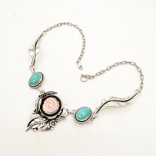 Donnalee Shewmake Pink Conch Rose and Royston Bohemian Collar Necklace