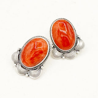 Justine Tso "Baca" Red Spiny Statement Studs