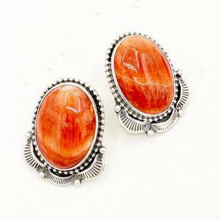 Justine Tso "Baca" Red Spiny Statement Studs