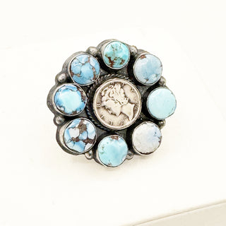 Boyd Ashley Mercury Dime Golden Hills Cluster Ring