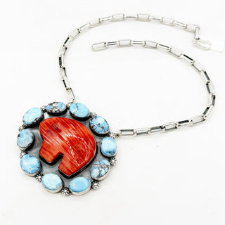 Lena Platero Red Spiny Bead and Golden Hills Cluster Necklace