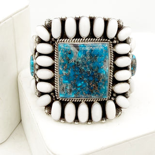 Tyler Brown Persian Turquoise and White Mediterranean Coral Cluster Cuff