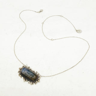 Labradorite Doublet Cassie Bar Necklace