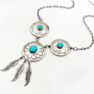 Vintage NA Sleeping Beauty Triple Concho Necklace