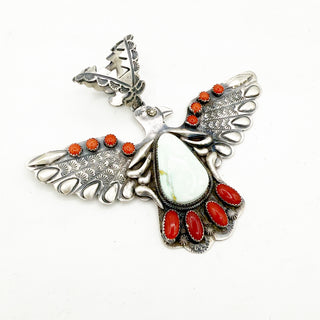 Richard Yazza Coral Thunderbird Pendant