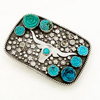 Donnalee Shewmake Kingman Rose Longhorn Belt Buckle