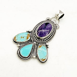 Donnalee Shewmake Charoite and Mine 8 Cluster Pendant