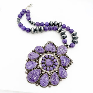 Tyler Brown Charoite Beaded Mega Cluster Necklace