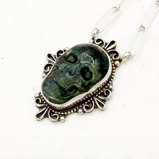 HJC x Haley Rodel Carved Labradrotie Skull Bar Necklace