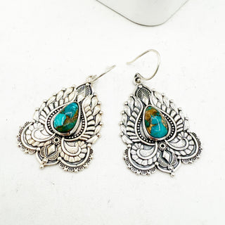 Blue Mohave Radiant Fishhook Statement Earrings