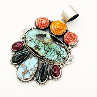 Shela Tso Oversized Blackjack Rainbow Cluster Pendant