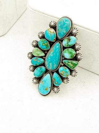 Tyler Brown High Grade Royston and Sonoran Gold Cluster Ring