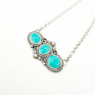 Shay Pfeiffer Nila Turquoise Three Stone Bar Necklace