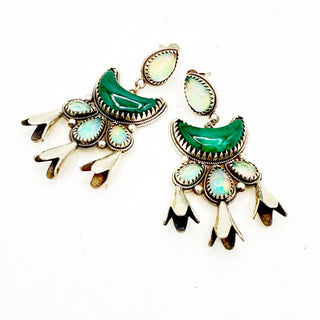 Malachite and Opal Eclipse Earrings