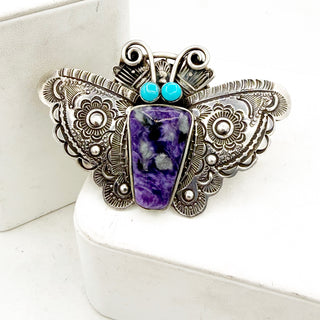 Art Tafoya Charoite and Sleeping Beauty Butterfly Ring