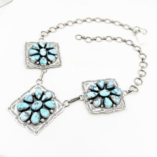 Delbert Sacatero Tripple Golden Hills Cluster Concho Necklace