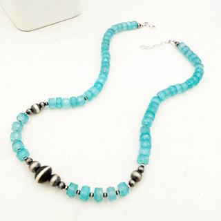 Blue Chalcedony and Navajo Pearl Necklace