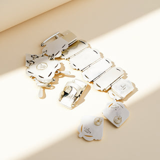 Set of jewelry stamp accents on a beige background