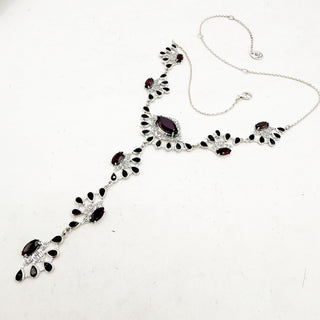 Victoria Garnet and Black Onyx Lariat