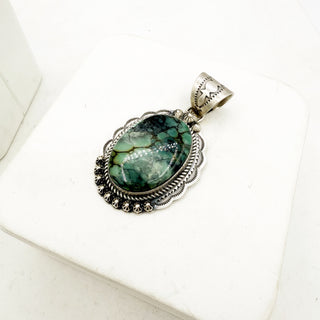 Gilbert Platero Emerald Rose Variscite Pendant
