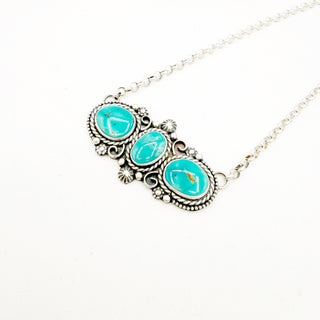 Shay Pfeiffer Nila Turquoise Three Stone Bar Necklace