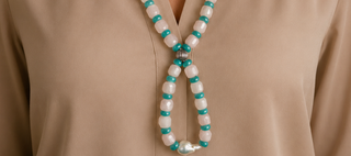 Pink and turquoise beaded necklace 
