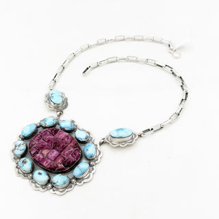 Purple Spiny Cobblestone and Golden Hills Cluster Necklace