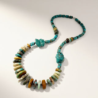 turquoise necklace on a beige background