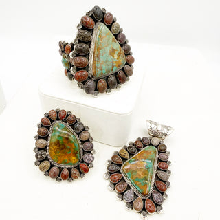 Tyler Brown Highgrade Royston and Dino Bone Cluster Pendant