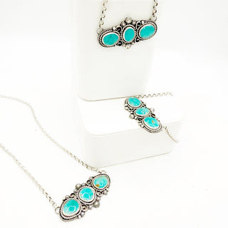 Shay Pfeiffer Nila Turquoise Three Stone Bar Necklace