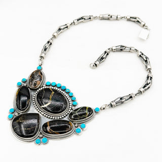 Gilbert Platero Blackjack and Sleeping Beauty Massive Modern Cluster Necklace