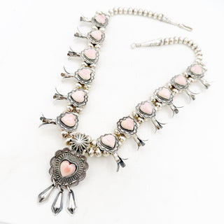 Delayne Reeves Pink Conch Heart Locket Squashblossom