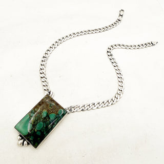 HCR Silver Emerald Rose Bar Necklace