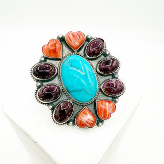 Sheila Tso Kingman, Red and Purple Spiny Cluster Ring