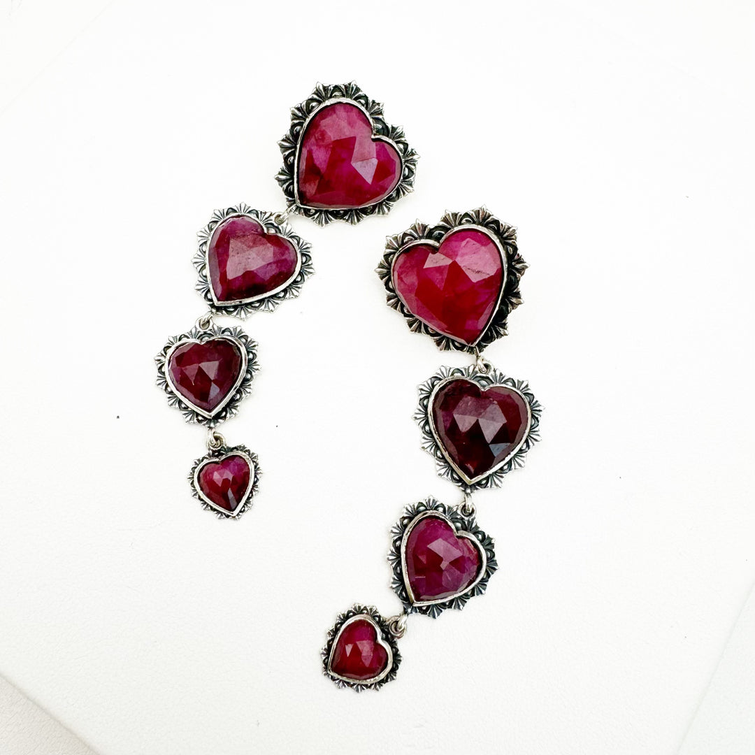 Savage Heart Earrings - Ruby
