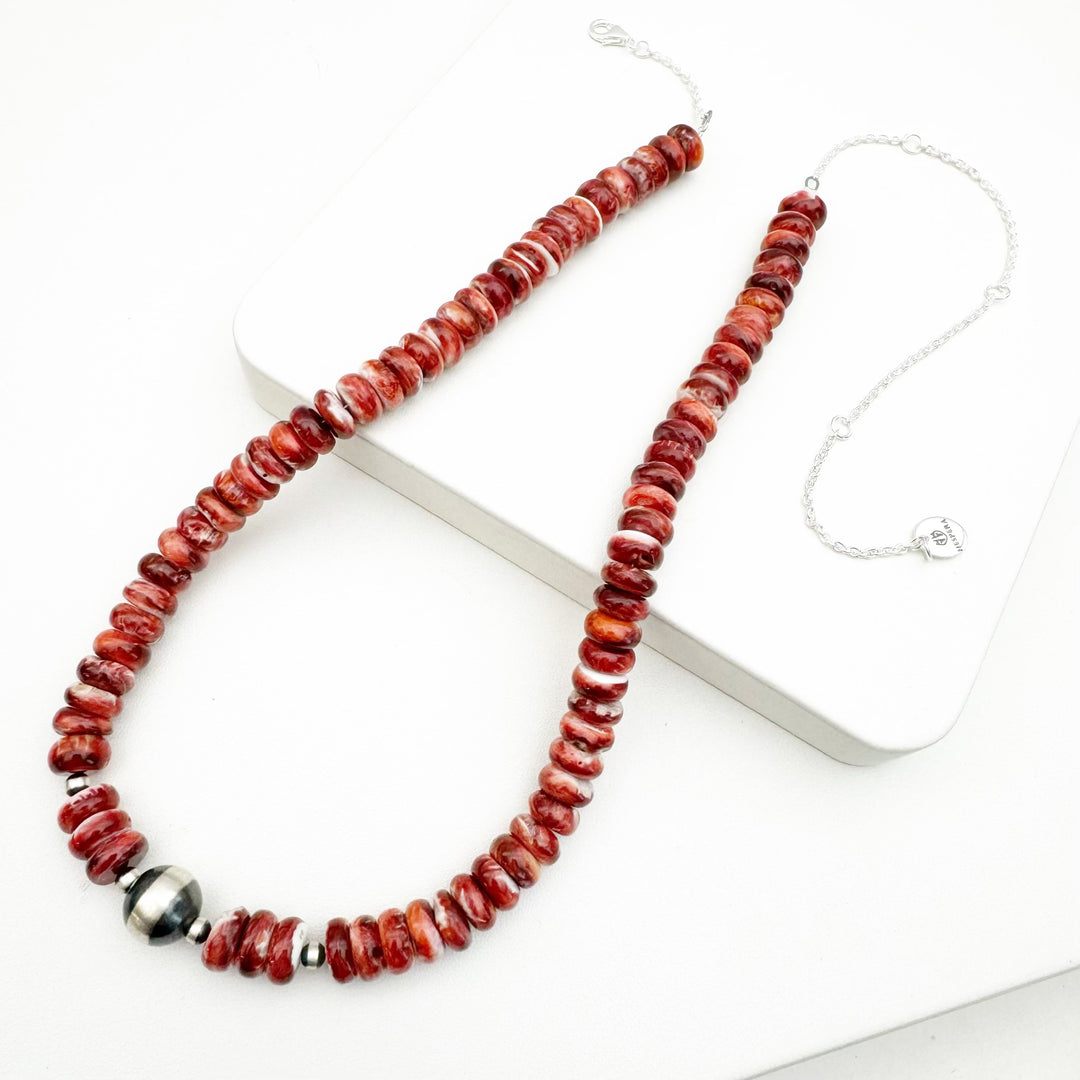 Bespoke: Red Spiny Oyster and Navajo Pearl Necklace