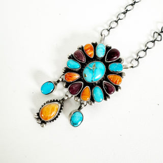 Crazy Rainbow Dangle Cluster Necklace