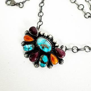 Rainbow Half Cluster Necklace