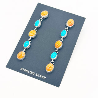 Justine Tso "Baca" Sleeping Beauty and Orange Spiny Linear Earrings