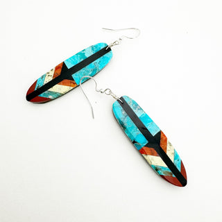 Ruby Coriz Inlay Feather Earrings