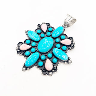 Chimney Butte Kingman and Pink Conch Bigass Cluster Pendant