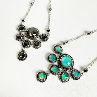 Gemstone Bubble Half Cluster Necklace