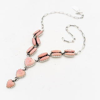 Pink Conch Heart Lariat
