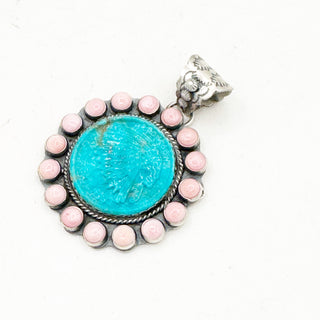 Ned Nez Kingman Coin Pendant with Pink Conch