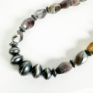 Botswana Agate and Preston Hailey Handmade NP Necklace