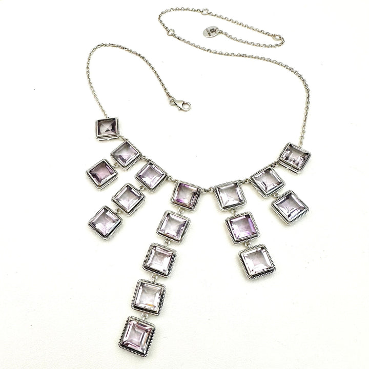 Crown Jewel Bib Necklace -  Pink Amethyst